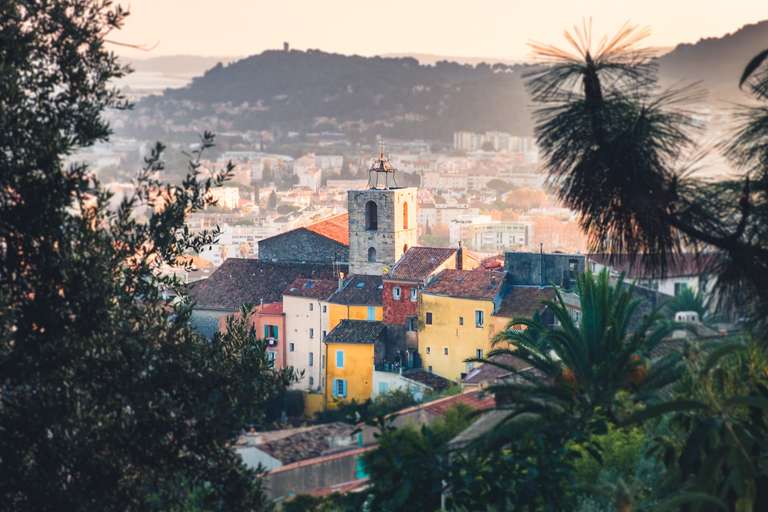 Color photography, a picture of colorful Provence old buildings in Hyères, south of France.